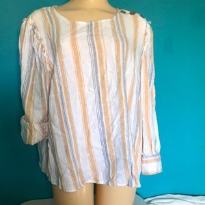 Lauren Conrad Striped Blouse with Button Detailing
